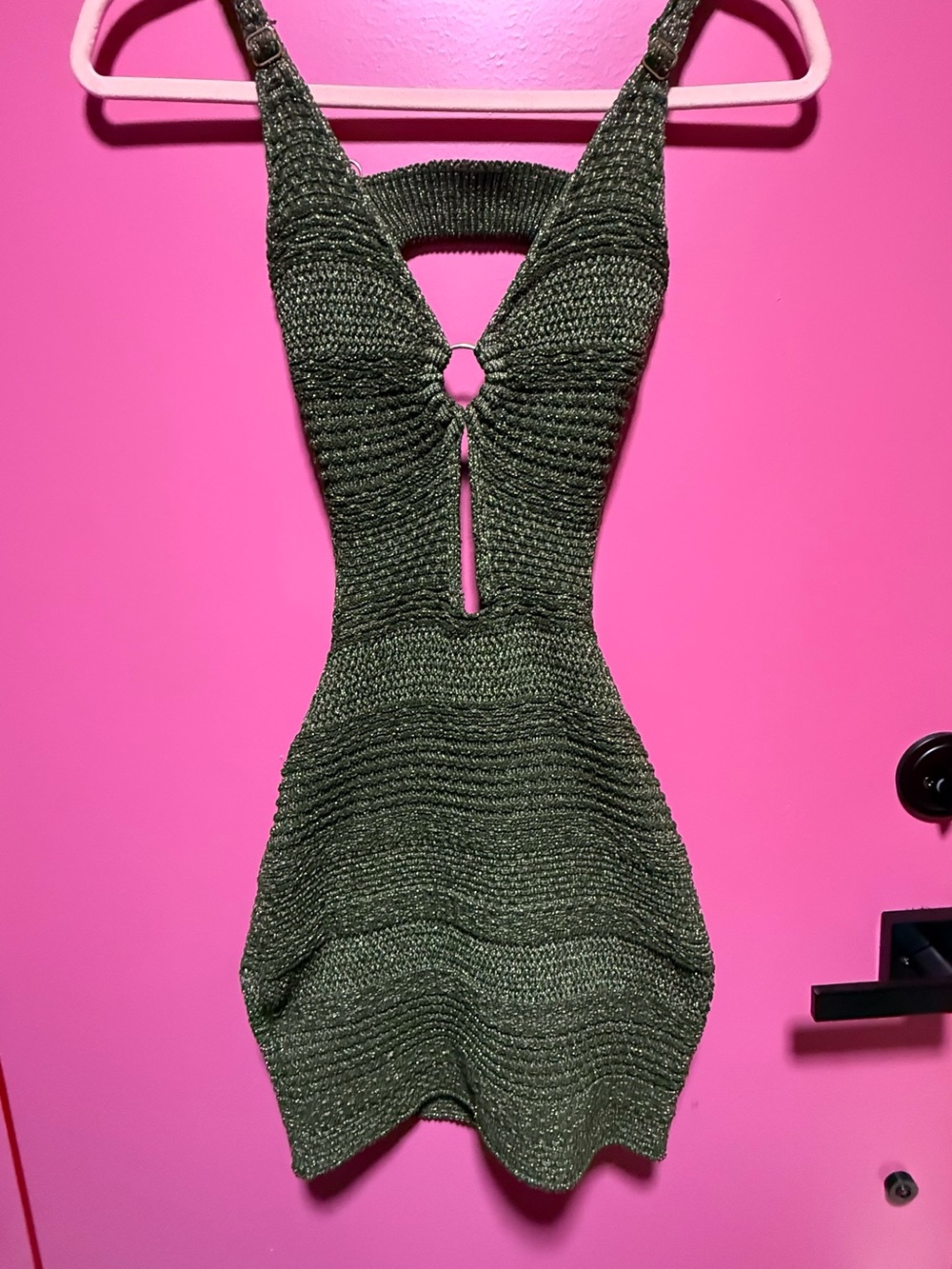 Fashion Nova Olive Green Backless Knit Bodycon Dress